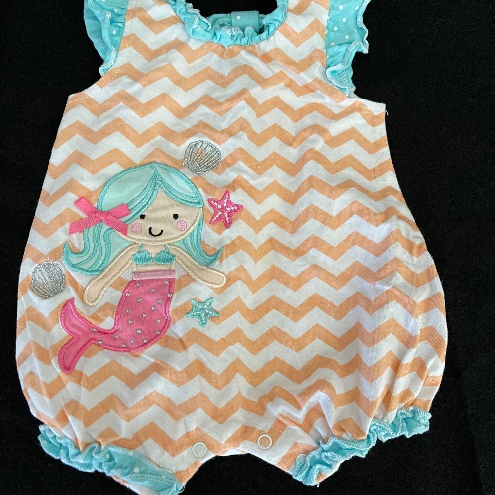 12 Month Romper with Ruffles and Mermaid